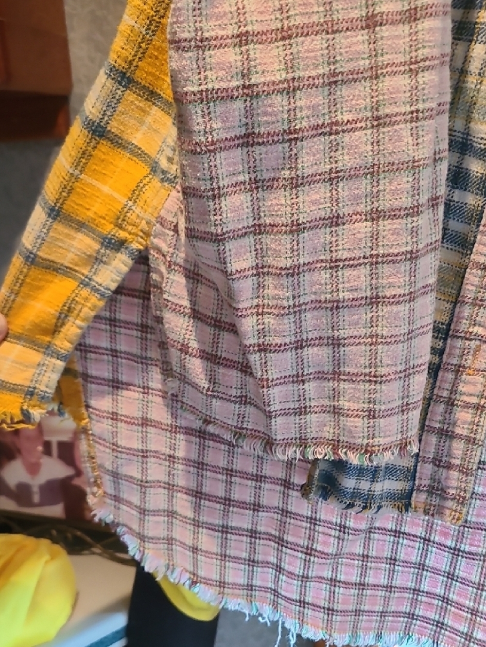 BDG Patchwork Plaid Button-Up Shirt in Yellow, Pink & Green - Picture 6 of 9